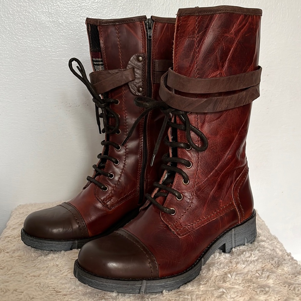 Leather Lace Up Riding Boots (New, Never Worn)